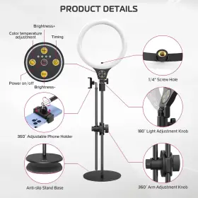 Ulanzi 063410000881 Upgraded Base Ring Light Desk With Horizontal Boom Arm 10 Inch #2