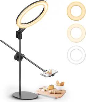 2517 Ulanzi Overhead Phone Mount With 10 Inch Selfie Ring Light Tabletop Stand 360