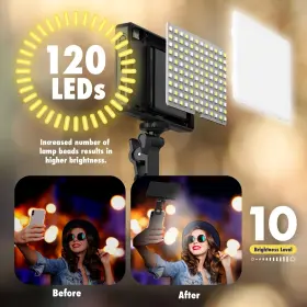 Ultra Clarity Cables 860010255148 120 Led Phone Light Selfie 3000mah Rechargeable Clip Video 25009000k #3