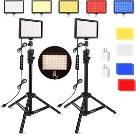 Unicucp 313053592591 2 Pack Led Video Light Photography Lighting Kit 2400-6800k Dimmable St