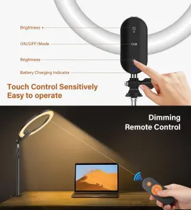 Unicucp 760314476235 12ftft Ring Light With 45ftft Camera Desk Mount Table Stand And Phone Holder 20w #2