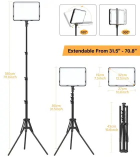 U-2pb Unicucp 2 Pack Led Video Photography Lighting Kit 22w With 62.99-inch Tripod Stand #3
