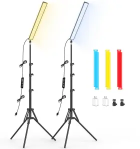 Uss01 Unicucp 2 Pack Led Video Light Stick Kit With 62.99ftft Tripod Stand/color Filter Dimm