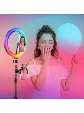 Universal 629722867991 12 Inch Led Ring Light With 110cm Tripod And Phone Holder - Multiple Color Modes