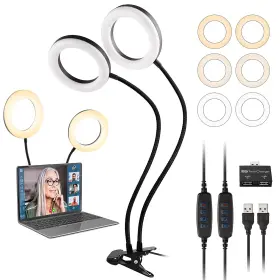 Upxdumi 791738983207 Dual Ring Light For Laptop Computer 6 Inch Desk Circle With Flexible