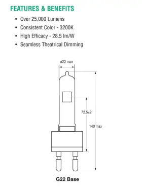 Js115v-1000wc Ushio 1003248 Case Of 50 Js115v-1000wc/v Vl1k-115v Vari Lite / Varilite G22