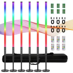 Uyled 612715984232 6 Pack 3ft Rgb Tube Light Portable 5000mah Battery Powered Led Lights Wi