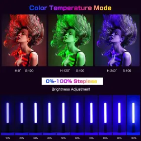 Uyled 787996887388 2 Pack Rgb Led Video Light Wand Stick Photography Studio Lighting Kits With #3