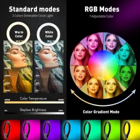 Valusin 705353579509 10 Inch Ring Light With Tripod Stand And Phone Holder Rgb Selfie 59 #3