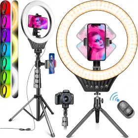 Valusin 705353579509 10 Inch Ring Light With Tripod Stand And Phone Holder Rgb Selfie 59