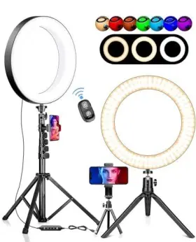 Rl-08 Valusin Selfie Ring Light With 3 Stands And 2 Phone Holders Well 14 Colors Of Led