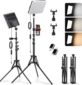 Velvora 705353146206 2 Pack Led Video Light Kit Studio 2700-7500k Dimmable Photography Tripod