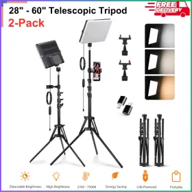 741147870 Velvora 2-pack Led Video Light Kit Studio 2700-7500k Dimmable Panel Adjustable Tripod