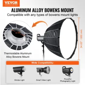 Vevor 197988088684 Parabolic Softbox 33 In Quick Release And Fold Portable