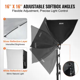 Vevor 197988090403 Softbox Lighting Kit 16 In X 3000-6500k Adjustable For Shooting #3
