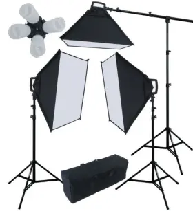 W803s Vf Studio Systems Photography 3 Softbox Boom Stand Continuous Light Kit Photo
