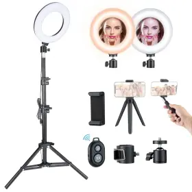 Gebh377abus Victsing 6ftft Selfie Ring Light With Tripod 5 Colors Brightness Phone Holder