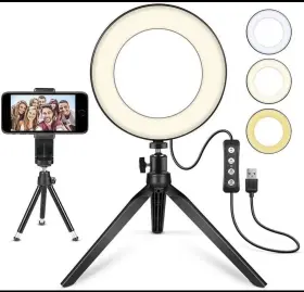 F-537 Video Photography Ring Light Kit Stand Cell Phone Black Yoozon