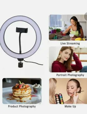 Akl02 Viewow 8 Inch Ring Light With Tripod Stand And Phone Holder Dimmable Led New W3