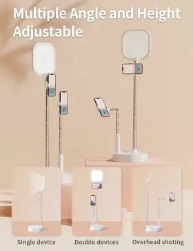 Viozon 958444975719 Extendable Selfie Stand Height&angle Adjustable Overhead 360 Rotate 2 Phone #3