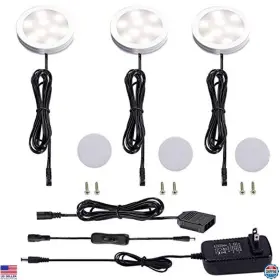 B07xfc7qy7 Visit The Aiboo Store 12v Slim Aluminum Puck Light Kit - 3 Pack Natural White Led Under Cabinet