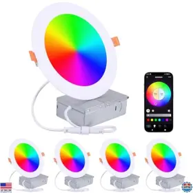 Visit The Fort Store 6inch-rgb 4-pack 6 Inch Smart Led Recessed Lighting - Ultra-thin Wifi Downlights 12w 1200lm