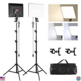 B0fg7r47yy Visit The Gsyxergiles Store 2-pack 14 Inch Led Video Light Panel Kit With Tripod And Phone Holder - 50w Lighting