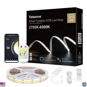 Lsscobx60820cc Visit The Tatazone Store 16.4ft Adjustable White Smart Cob Led Strip Light Kit - Dimmable 2700k-6500k
