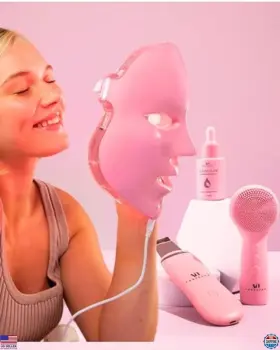 B0dj8n2t8j Visit The Voguenow Store Premium Led Face Mask Light Therapy Kit 4 Pcs With Ultrasonic Scrubber And Serum