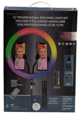 3940321 Vivitar 12 Inch Professional Rgb Ring Light Kit With 63 Stand
