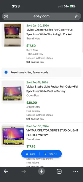 5800422 Vivitar Creator Series Full Color Spectrum White Studio Light Pocket
