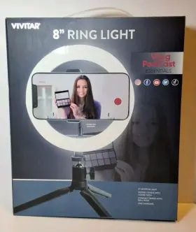 Vivitar 681066011355 8 Inch Led Ring Light Live Streaming Vlogger Smartphone Tripod Mount New