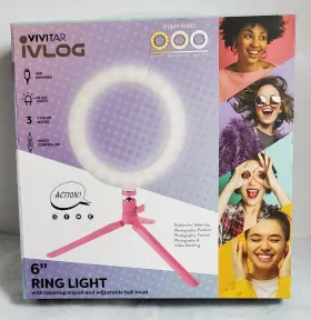 Vivitar 681066035870 Ivlog 6 Inch Ring Light With Tabletop Tripod New Selfie Make-up Photography