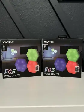 Vivitar 681066053164 Hexagon Modular Touch Wall Lights 3/pk Set Of 2 - New In Box