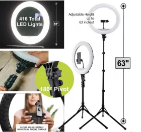 Vivitar 914129816100 18-inch Led Ring Light Adjustable 63-inch Tripod Stand With Phone #2