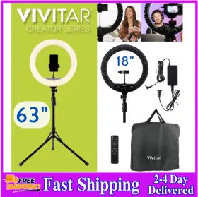 Vivitar 914129816100 18-inch Led Ring Light Adjustable 63-inch Tripod Stand With Phone