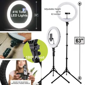 Vivitar 914129836528 18-inch Led Ring Light Adjustable 63-inch Tripod Stand #2