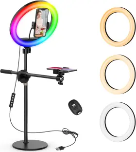 Vlogging 445017515575 Overhead Phone Camera Mount With Ring Light For Video Recording Cooking Filming