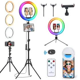 Mj33 Vlogging 13 Inch Selfie Ring Light With 76 Stand And 3 Phone Holder 53 Ligh