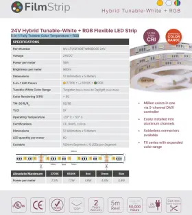 Wl-lfs12fx06twrgbc95-24v Wamco 24v Hybrid Tunable-white Rgb Flexib 5 Meter Led Strip