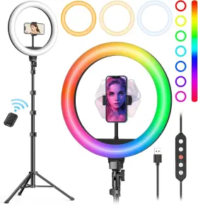 Rl302w Weilisi 12ftft Ring Light With Stand 72ftft Tall And 2 Phone Holders 38 Color Modes Se
