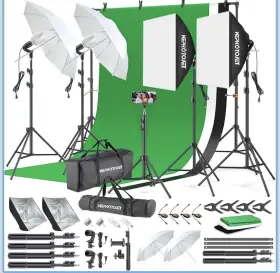 Wephotojet 726084426184 Photography Softboxes Kit With 6.6x10ft Backdrop Stands 5 Tripod 3 Colo