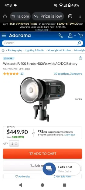 4700-westcott Westcott K2 Fj400 400ws Strobe With Ac/dc Battery Bundle 64gb Card And Tripod