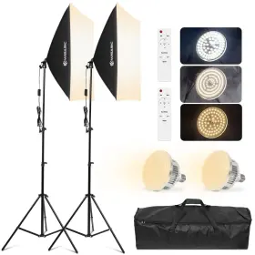 11-80-01-9007-01 Wisamic Softbox Lighting Kit 20 Inch X 28 Photography E27 Dimmable