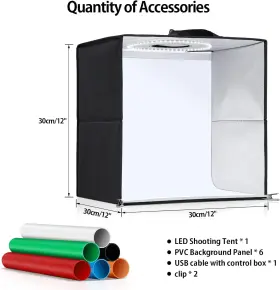 Wisamic 445025357310 Photo Light Box Mini Studio 12 Inch With 108 Led Brightness #3