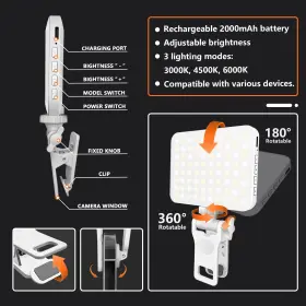Wisiny 694743762419 80 Led Rechargeable Selfie Light For Phone Clip On High Power Portable #3