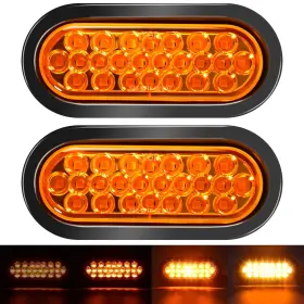 F-240656 Wodvyss 2pcs 6.3 Inch Led Oval Amber Strobe Lights 24led Recessed With Triple Flash Patte
