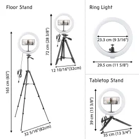 01rlk001-led12in.v1 Xcceries 12 Inch Led Ring Light With 3 Tripod Phone Holder Stand Selfie Makeup Live Stream #3