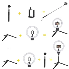 01rlk005-led-8in Xcceries 8 Inch Led Ring Light Tripod Stand With Phone Holder For Selfie Desktop Makeup Live #2