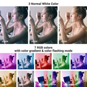 01rlk010-rgb-6in Xcceries 7 Inch Led Ring Light Rgb With Mirror Tripod And Desk Stand Phone Holder Selfie Makeup #2